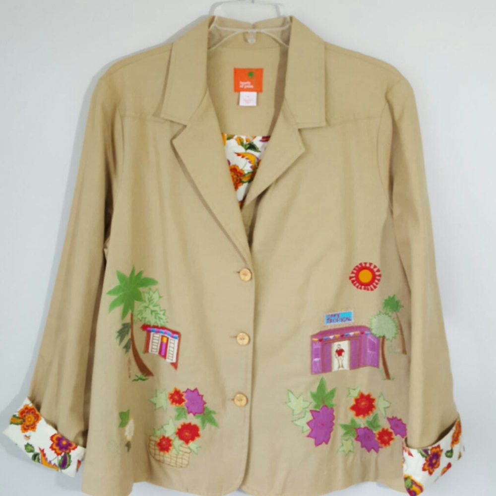 HEARTS OF PALM "Cafe Tropical" Applique Blazer-14